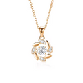 Rose Gold Kinetic "Dancing Stone" Floral Wreath Pendant Necklace