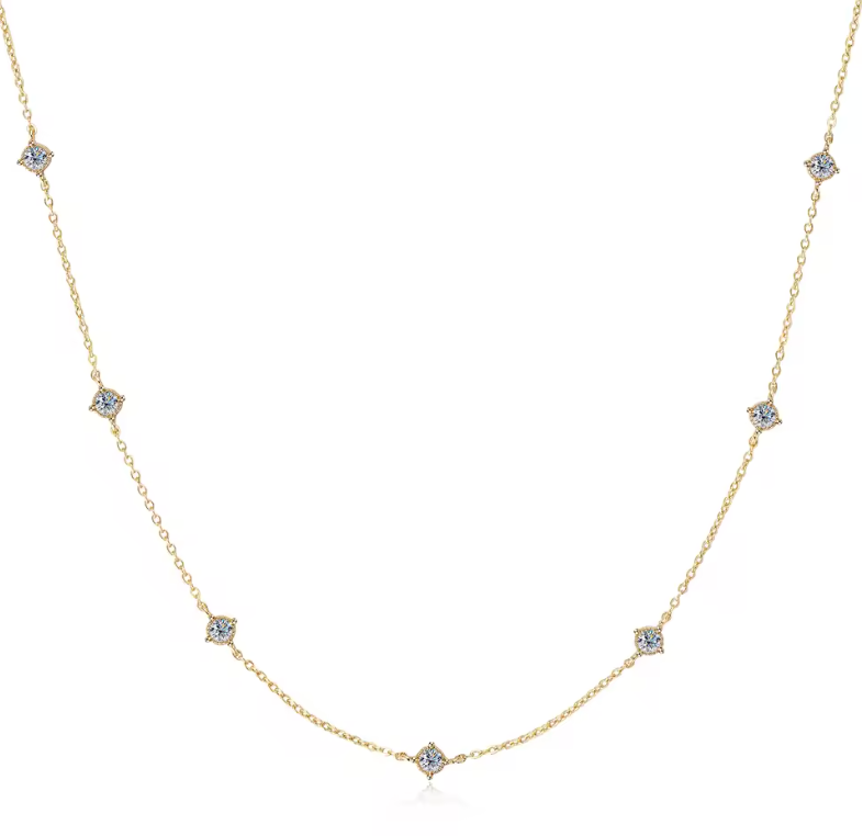 Minimalist Gold Multi-Stone Floating Crystal Station Necklace