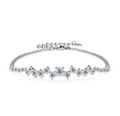 White Gold Cluster-Set Scattered Diamond Wave Chain Bracelet