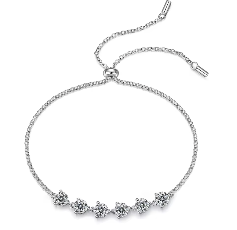 White Gold Five-Stone Graduated Diamond Bolo Bracelet