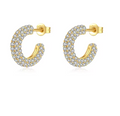 Classic Gold Multi-Row Pavé Huggie Hoop Earrings
