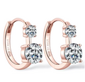 Rose Gold Two-Stone Graduated Open Huggie Hoop Earrings