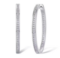 White Gold In-and-Out Oval Crystal Pavé Hoop Earrings